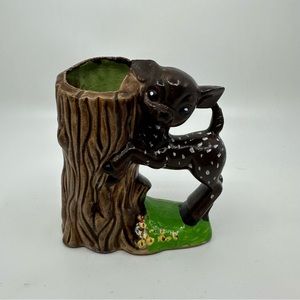 Vintage Hand Painted Baby Fawn Planter.